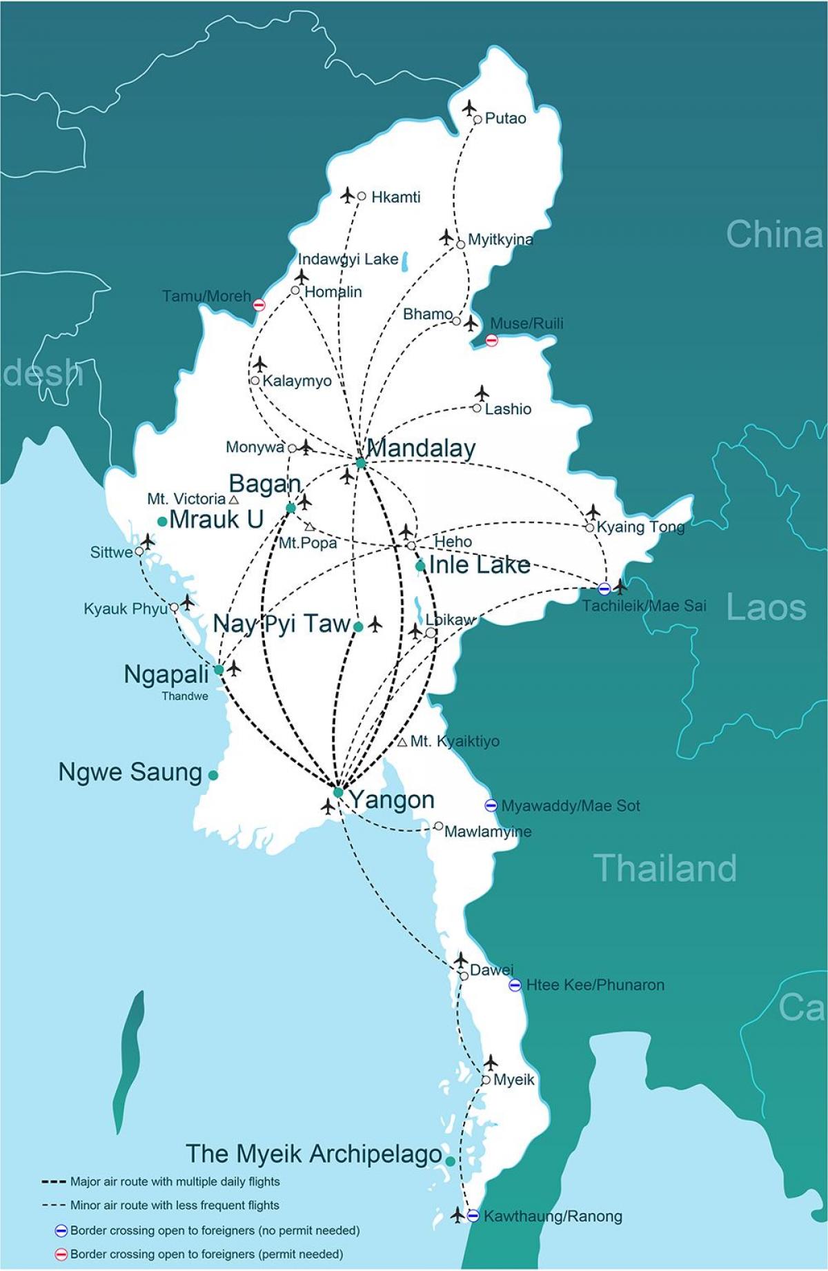 พม่านแผนที่สนามบิน